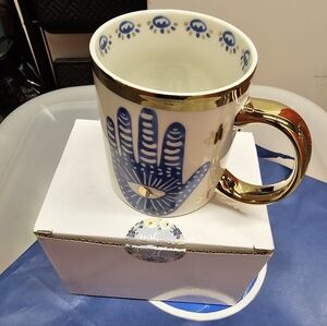 Gold and Blue Hand Design Mug
